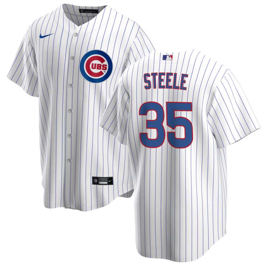 Mens Chicago Cubs #35 Justin Steele Nike Home White Cool Base Jersey Dzhi->chicago cubs->MLB Jersey